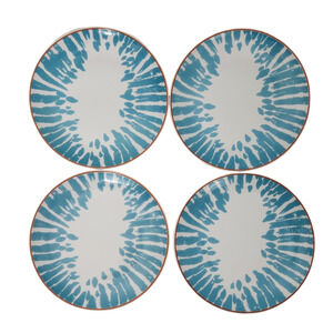 Ikea Blue Splash Salad Luncheon Plates Set of 4 Turquoise White Style 15541